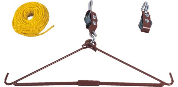 Flaschenzug als Zerwirkhilfe.