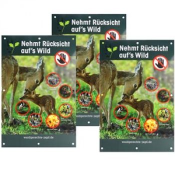 Waidgerechte Jagd Hinweisschild Rücksicht auf’s Wild ? 3er-Pack