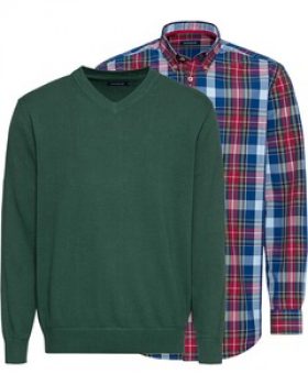 HIGHMOOR Set: V-Pullover & Karohemd