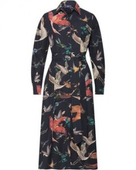 Brigitte von Schönfels Hemdblusenkleid mit Vogelmotiven