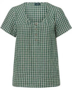 Luis Steindl Halbarm-Vichy-Leinenbluse