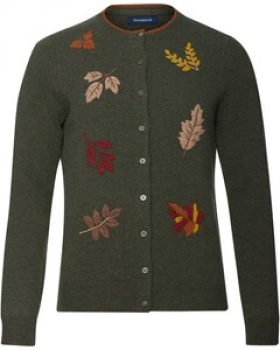 HIGHMOOR Strickjacke mit Blatt-Stickereien