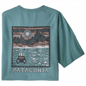 Patagonia – Summit Road Organic – T-Shirt Gr S grau/türkis